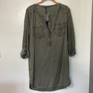 Express Army Green long-sleeve mini dress